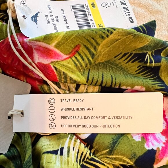 TOMMY BAHAMA Tropical Floral Print Sleeveless V-Neck Hi-Lo Maxi Dress Size M-L - Picture 9 of 9